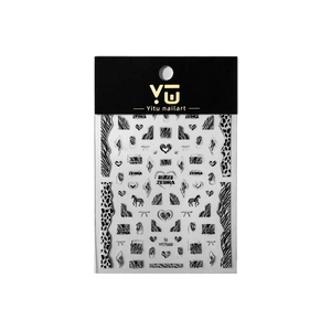 Yitu gold zebra and leopard pattern nail stickers with heart motifs for manicure decoration