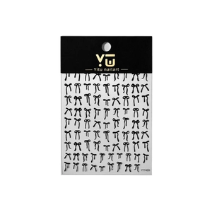 Set di adesivi per unghie a fiocco nero a rilievo con confezione a marchio Yitu YT7409