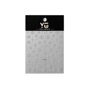 3D embossed snowflake nail art stickers with white snow crystal designs for Christmas