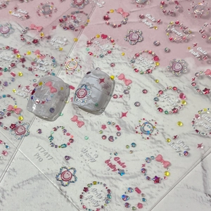 5D Geprägte Nagelaufkleber Laser Holografisches Herz Schleife Design Strass Maniküre Decals Für Damen Süße Y2K DIY Dekoration