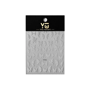 3D embossed white butterfly nail art stickers in various shapes for fashion manicure