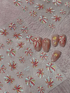 Detailed view of YT7385 Pro nail stickers featuring festive gold embossed fireworks