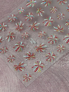 Detailed holographic fireworks nail art sticker with YT7385 Pro laser glitter design