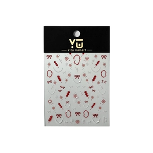 Winter Christmas 3D nail stickers featuring red snowflakes and holiday designs