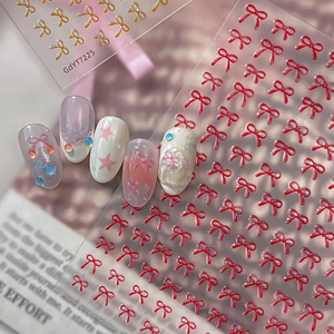 3D Relief Bow Nail Stickers Embossed Jelly Bowknot Decals Self Adhesive Manicure Decoration For Women Girls DIY Nail Art
