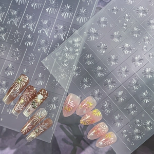 3D Embossed Nail Art Stickers Snowflakes Fireworks Heart Patterns Self Adhesive Nail Decals DIY Manicure Decoration For Women
