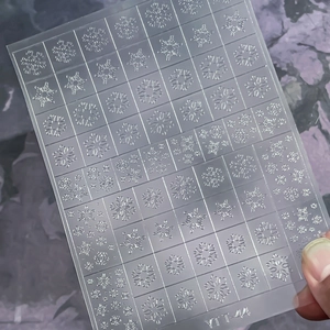 Self-adhesive transparent nail art stickers with 3D snowflake patterns, model YT T-44