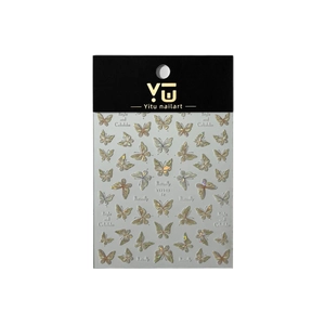 Iridescent butterfly nail stickers with laser holographic effect for 3D DIY manicure art