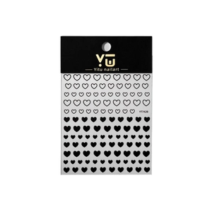 Stickers nail art relief coeur noir minimalistes de tailles variées avec emballage YT7428