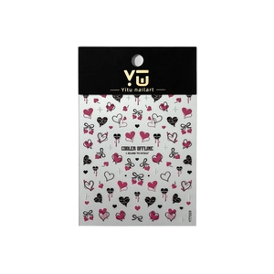 Adesivi per unghie a rilievo con cuori e fiocchi in stile dolce e rock di Yitu