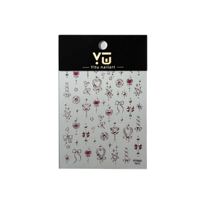 Sparkling copper heart and star nail art stickers YT7663 with elegant metallic finish