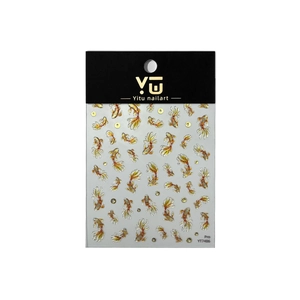 Gold foil koi fish nail art stickers with Chinese New Year motifs on white background