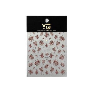 Golden firework nail art stickers YT7771 with red festive star patterns on white background
