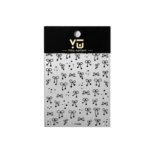 Self-adhesive nail art stickers featuring sweet black bows and polka dots YT7698