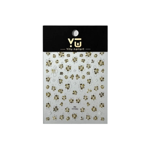 Autocollants nail art fleurs dorées et blanches YT7592 avec motifs floraux en relief