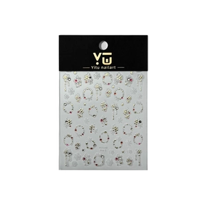 Christmas themed embossed nail art stickers with silver snowflakes and gold wreaths design