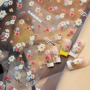 Autocollants Nail Art Floraux 5D Relief Fleur de Jardin Douce Lumière de Coquille Décalcomanies Manucure 3D pour Femme