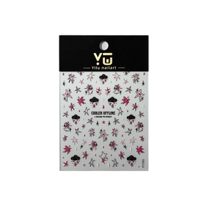 Chic 3D embossed nail stickers with stars and hearts patterns in pink and black