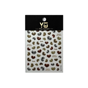 Self-adhesive leopard heart and star nail art stickers with Love letter designs