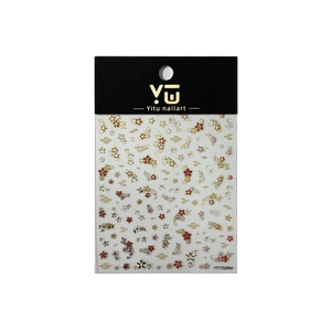 Autocollants nail art fleurs de cerisier japonais avec motifs de vagues dorées