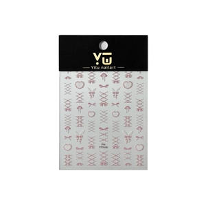 Sweet ballet-style pink bow and heart nail art stickers with YT7630 design