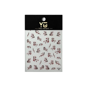 Golden red plum blossom nail art stickers with self-adhesive winter floral designs
