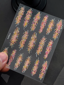 Detail of red and yellow fireworks pattern nail stickers with model number YT7820Te