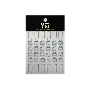 Cute cat face nail art stickers sheet with kitten patterns and black hanging header