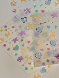 Dettaglio di adesivi per nail art a forma di cane palloncino macaron laser YT7600Pro