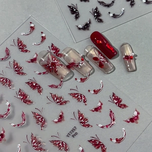3D Butterfly Nail Art Stickers Red Black Silver Stamping Sweet Cute DIY Manicure Decals For Women Fashion Nail Accessories