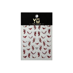 Cute red butterfly nail art stickers with rhinestones YT7357 professional design