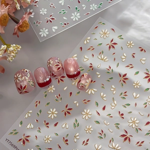 3D Embossed Floral Nail Art Stickers Gold Silver Stamping Self Adhesive Flower Leaf Decals For Women DIY Manicure Decoration