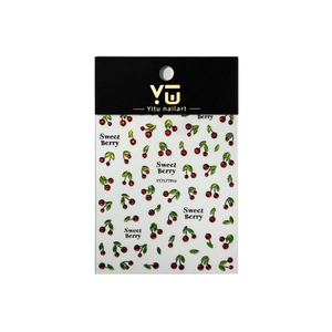 3D cherry nail art stickers with relief effect, Sweet Berry YT7577Pro theme for manicure
