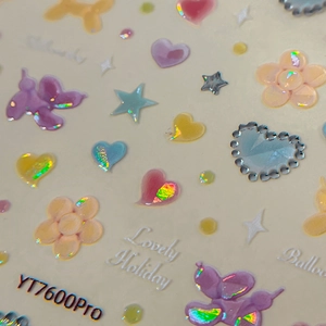 Adesivi per unghie 3D a rilievo colori macaron con cuori e cani palloncino