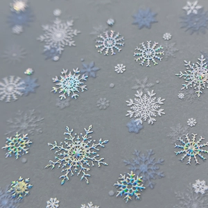 Autocollants holographiques laser pour ongles avec motifs flocons et reflets métalliques