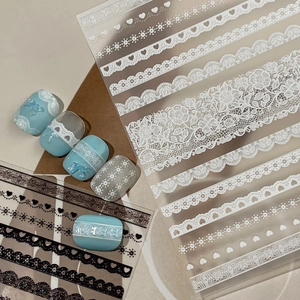 Adesivi per Unghie in Pizzo Bianco Nero Motivo a Cuore Fiocco di Neve Fiore Decorazione per Nail Art DIY Donna