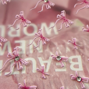 3D Rosa Schleifen Nagelschmuck mit Kristallen für DIY Maniküre Dekoration
