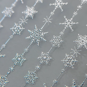 Silver snowflake nail art metal chains for minimalist winter manicure decoration