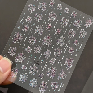 Autocollants laser holographiques pour ongles avec motifs feux d'artifice et étoiles