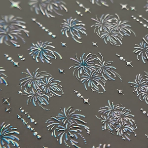 Autocollants nail art holographiques feux d'artifice et étoiles à effet laser laser