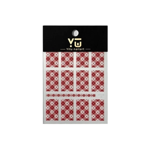 Stickers nail art à carreaux vichy rouges et cœurs, ensemble de 12 autocollants