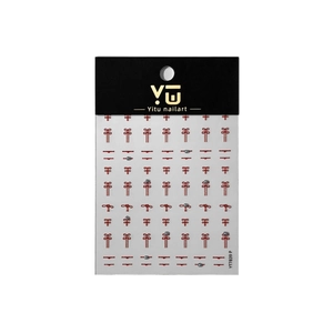 Traditional red Chinese knot nail art stickers with pearl accents on a white background
