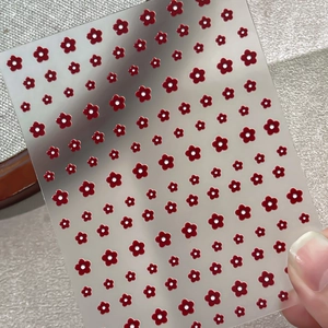 3D embossed red flower nail art stickers for DIY manicure decoration on translucent film