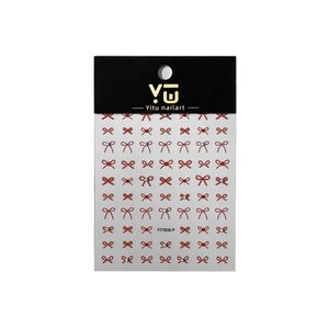 Chinese style red bow nail art stickers with white pearls on a transparent backing