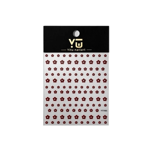 3D embossed red flower nail art stickers with gold logo packaging for DIY manicure