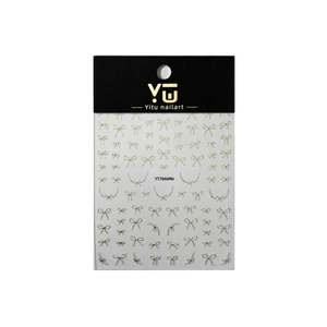 Yitu nailart gold bow stickers and metal dot patterns for creative DIY manicures