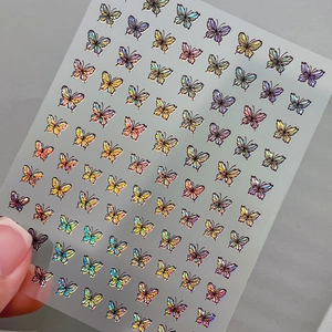 Holographic butterfly nail stickers with laser effect for creative DIY manicure art design