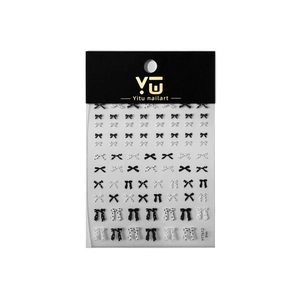 Polka dot and bowknot nail art stickers in black and white colors with YT7612 model
