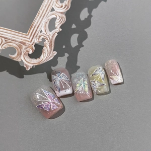 Elegant butterfly nail stickers with purple gradient and holographic glitter finish
