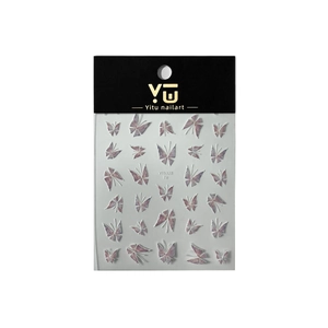 5D embossed butterfly nail art stickers in purple and white gradient for manicure